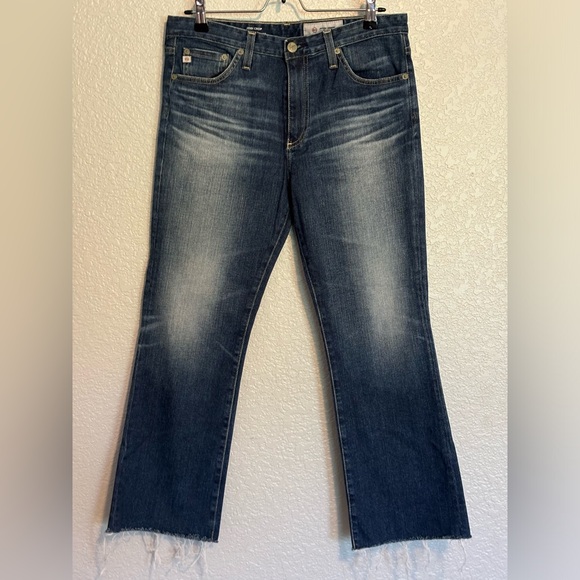 AG-ED DENIM High-Rise Slim Flare Jodi Crop Faded Blue Jeans- Women Size 29R - Picture 1 of 9